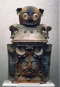 Ixil funerary urn with feline lid, Nebaj, Guatemala, Late Classic Period (900-1200)